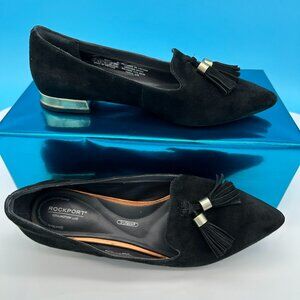 Rockport Women's TM Zuly Luxe Loafer Pointed Toes Shoes, Size 8, Black